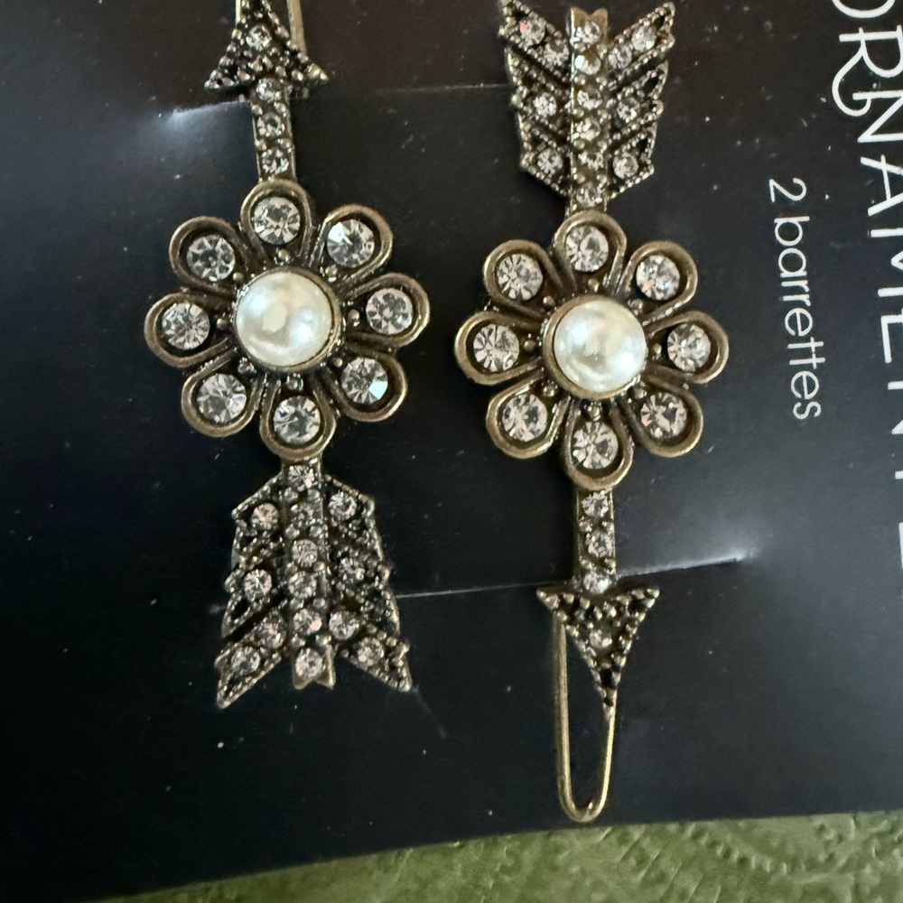 Elegant Gold and Silver Floral Hair Barrettes